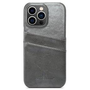 Fierre Shann iPhone 14 Pro Dækket Cover med Kortholder - Grå