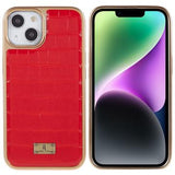 Fierre Shann Galvaniseret iPhone 14 Belagt Cover - Krokodille - Rød