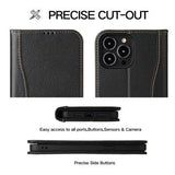 Fierre Shann iPhone 14 Pro Læderpung - Sort