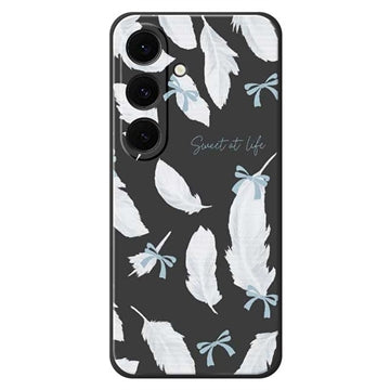 Samsung Galaxy S25 FE TPU-cover med fjermønster - Sort