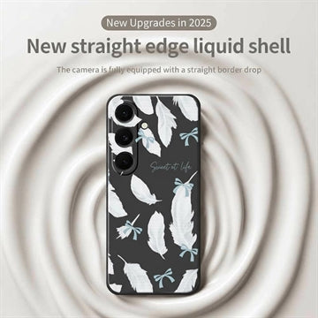 Samsung Galaxy S25 FE TPU-cover med fjermønster - Sort