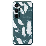 Samsung Galaxy S25 FE TPU-cover med fjermønster - grøn