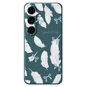 Samsung Galaxy S25 FE TPU-cover med fjermønster - grøn