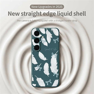 Samsung Galaxy S25 FE TPU-cover med fjermønster - grøn
