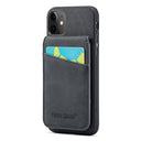 iPhone 11 Fierre Shann Dækket Hybrid Cover med Kortholder og Stand - Sort