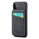 iPhone 11 Fierre Shann Dækket Hybrid Cover med Kortholder og Stand - Sort
