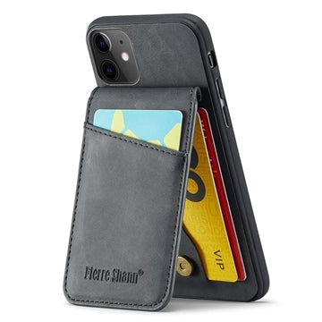 iPhone 11 Fierre Shann Dækket Hybrid Cover med Kortholder og Stand - Sort
