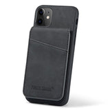 iPhone 11 Fierre Shann Dækket Hybrid Cover med Kortholder og Stand - Sort