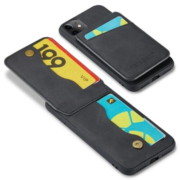 iPhone 11 Fierre Shann Dækket Hybrid Cover med Kortholder og Stand - Sort