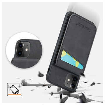 iPhone 11 Fierre Shann Dækket Hybrid Cover med Kortholder og Stand - Sort