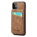 iPhone 11 Fierre Shann Dækket Hybrid Cover med Kortholder og Stand - Brun