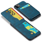iPhone 11 Fierre Shann Dækket Hybrid Cover med Kortholder og Stand - Blå