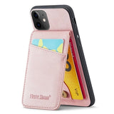 iPhone 11 Fierre Shann Dækket Hybrid Cover med Kortholder og Stand - Pink