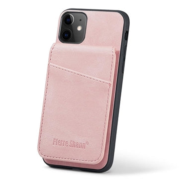 iPhone 11 Fierre Shann Dækket Hybrid Cover med Kortholder og Stand - Pink