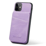 iPhone 11 Fierre Shann Dækket Hybrid Cover med Kortholder og Stand - Lilla