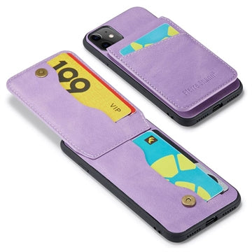 iPhone 11 Fierre Shann Dækket Hybrid Cover med Kortholder og Stand - Lilla