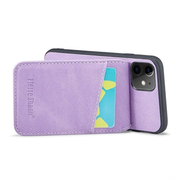 iPhone 11 Fierre Shann Dækket Hybrid Cover med Kortholder og Stand - Lilla