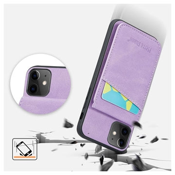 iPhone 11 Fierre Shann Dækket Hybrid Cover med Kortholder og Stand - Lilla