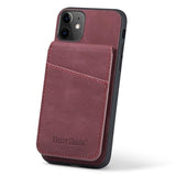 iPhone 11 Fierre Shann Dækket Hybrid Cover med Kortholder og Stand - Rød