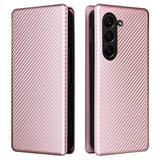 Samsung Galaxy Z Fold5 Flip Cover - Karbonfiber - Rødguld