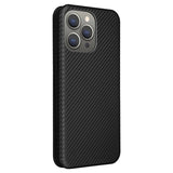 iPhone 15 Pro Flip Cover - Karbonfiber - Sort