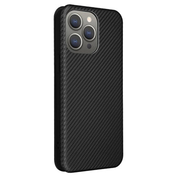 iPhone 15 Pro Flip Cover - Karbonfiber - Sort