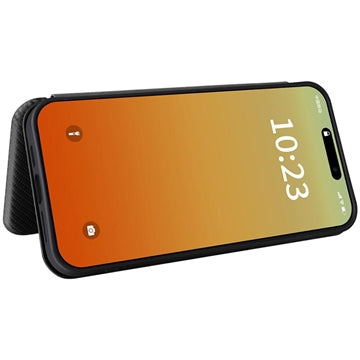 iPhone 15 Pro Flip Cover - Karbonfiber - Sort