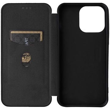 iPhone 15 Pro Flip Cover - Karbonfiber - Sort