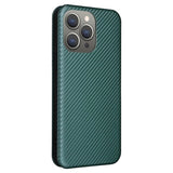 iPhone 15 Pro Flip Cover - Karbonfiber - Grøn