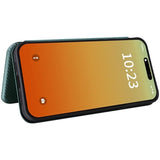 iPhone 15 Pro Flip Cover - Karbonfiber - Grøn