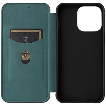 iPhone 15 Pro Flip Cover - Karbonfiber - Grøn