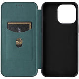 iPhone 15 Pro Flip Cover - Karbonfiber - Grøn