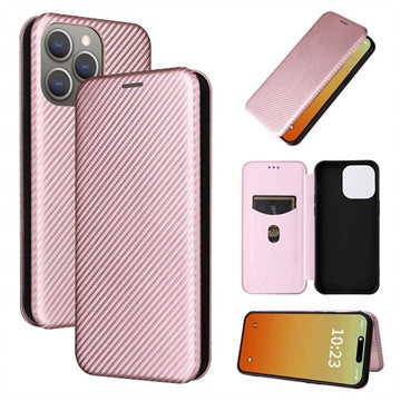 iPhone 15 Pro Flip Cover - Karbonfiber - Rødguld