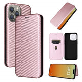 iPhone 15 Pro Flip Cover - Karbonfiber - Rødguld