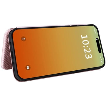iPhone 15 Pro Flip Cover - Karbonfiber - Rødguld