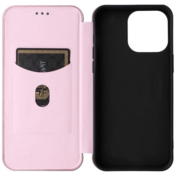 iPhone 15 Pro Flip Cover - Karbonfiber - Rødguld