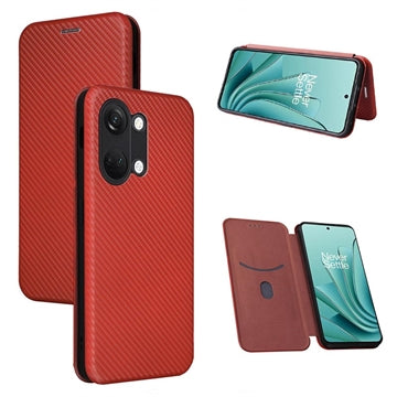 OnePlus Ace 2V/Nord 3 Flip Cover - Karbonfiber - Brun