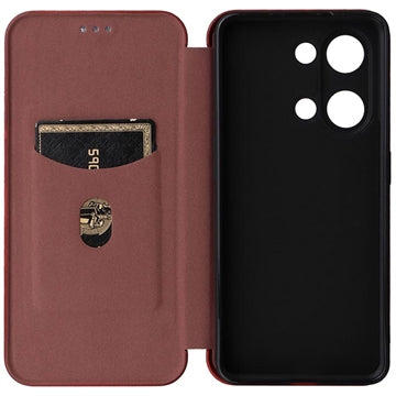OnePlus Ace 2V/Nord 3 Flip Cover - Karbonfiber - Brun