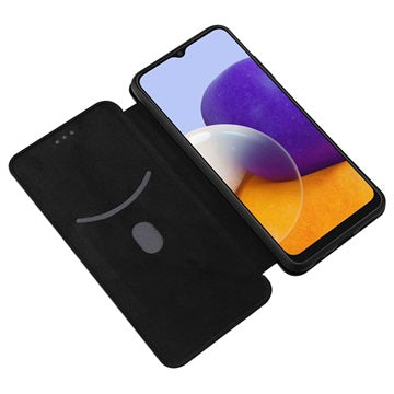 Samsung Galaxy A22 5G, Galaxy F42 5G Flip Cover - Karbonfiber - Sort