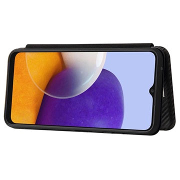 Samsung Galaxy A22 5G, Galaxy F42 5G Flip Cover - Karbonfiber - Sort