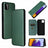 Samsung Galaxy A22 5G, Galaxy F42 5G Flip Cover - Karbonfiber - Grøn