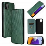Samsung Galaxy A22 5G, Galaxy F42 5G Flip Cover - Karbonfiber - Grøn