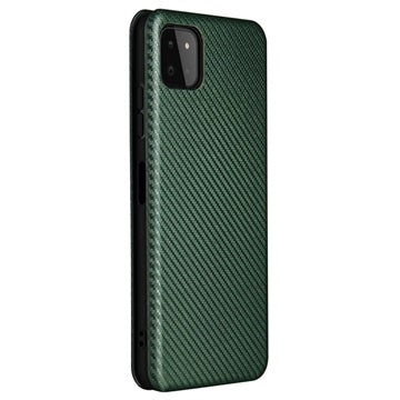Samsung Galaxy A22 5G, Galaxy F42 5G Flip Cover - Karbonfiber - Grøn
