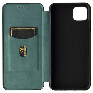 Samsung Galaxy A22 5G, Galaxy F42 5G Flip Cover - Karbonfiber - Grøn