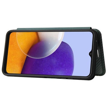 Samsung Galaxy A22 5G, Galaxy F42 5G Flip Cover - Karbonfiber - Grøn