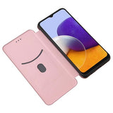 Samsung Galaxy A22 5G, Galaxy F42 5G Flip Cover - Karbonfiber - Rødguld