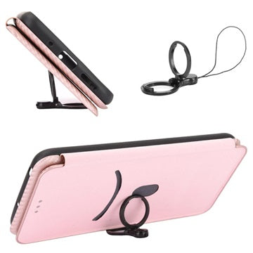Samsung Galaxy A22 5G, Galaxy F42 5G Flip Cover - Karbonfiber - Rødguld