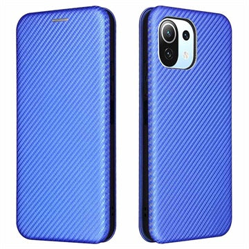 Xiaomi Mi 11 Lite 5G Flip Cover - Kulfiber - Blå