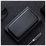 OnePlus 8T Flip Cover - Karbonfiber - Sort