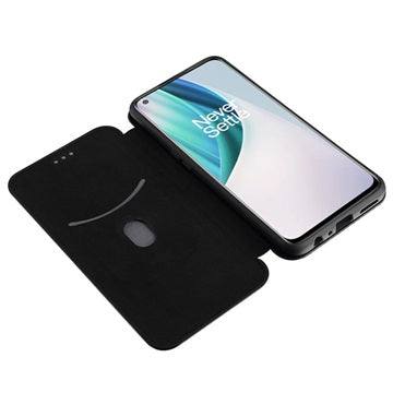 OnePlus Nord N10 5G Flip Cover - Karbonfiber - Sort